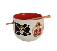 Elbenwald - One Piece - Monkey D. Luffy Ramen - Cuenco con palillos (500 ml, cerámica), color blanco