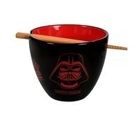 Elbenwald Ramen - Cuenco con palillos de Star Wars Dark Side - Idea de regalo - Cuenco de cerámica - 550 ml - Juego de cuencos de cerámica de bambú - Negro
