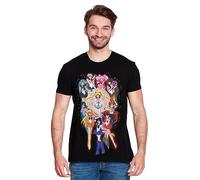 Elbenwald Sailor Moon Camiseta con Motivo de la Crew para los Fans del Anime Hombres Señoras Unisex Algodón Negro - S