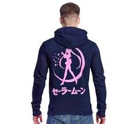 Elbenwald Sailor Moon Sudadera con Capucha con Motivo Silueta para Fans de Anime Hombres Señoras Unisex Algodón Azul - XL
