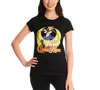 Elbenwald Sailor Moon t -Shirt Pose de algodón de algodón con Estampado Frontal Negro - XXL