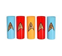 Elbenwald Star Trek Juego de 5 vasos con diferentes motivos capacidad 300 ml altura 16 cm para abanicos amarillo azul rojo
