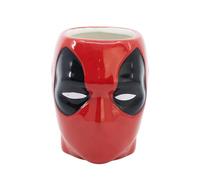 Elbenwald taza en diseño 3D para fans de Deadpool - diseño cara - 7 x 11 x 13 cm - 420 ml - cerámica - rojo