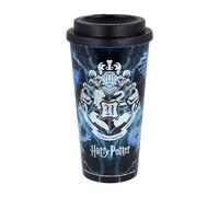 Elbenwald Termo Harry Potter - 520 ml - Vaso para llevar con tapa a rosca (altura 17,5 cm) - Azul con motivo del escudo de Hogwarts