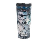 Elbenwald Termo Star Wars - 425 ml - Vaso para llevar de acero inoxidable con tapa a rosca y apertura cerrable (altura 19 cm) - Blanco/Azul con motivo de Stormtrooper