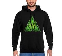 Elbenwald The Legend of Zelda Sudadera con Capucha con Estampado de la Espada Maestra en el Bosque para Hombre Mujer Unisex de Algodón Negro Verde - M
