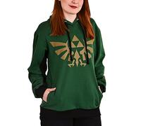 Elbenwald The Legend of Zelda Sudadera con Capucha con Estampado Triforce y Símbolos para Hombre Mujer Unisex Verde Oro - L