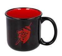 Elbenwald Zelda Taza con motivo Shield 400 ml para fanáticos de los videojuegos Cerámica Negro Rojo