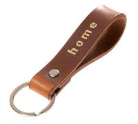 ELBERCRAFT® Llavero de cuero - Organizador de llaves para tu llavero, llavero fabricado en Alemania, color marrón, grabado en oro y negro, Home, 12 cm