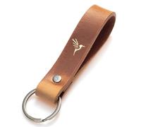 ELBERCRAFT® Llavero de cuero - Organizador de llaves para tu llavero, llavero fabricado en Alemania, color marrón, grabado en oro y negro, colibrí, 12 cm