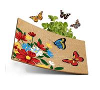 ElbFuchs® Felpudo con Mariposas, 60x40 cm - Tapete de Coco Natural, Resistente y Antideslizante - para Entrada Delantera o Trasera