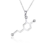 ELBLUVF Collar de plata de ley 925 hecho a mano con molécula de dopamina, química, química, felicidad, Plata esterlina, Sin piedra