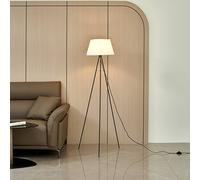 ELC Lámpara de pie trípode Elsika, pantalla de tela, marrón