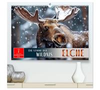 Elche - die Stimme der Wildnis (hochwertiger Premium Wandkalender 2026 DIN A2 quer), Kunstdruck in Hochglanz: Die nordischen Könige des Waldes in Szene gesetzt.