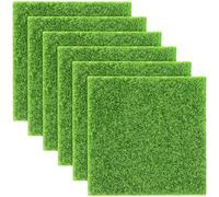 Elcoho 6 Piezas de césped Artificial para Manualidades, jardín de Hadas de 6 x 6 Pulgadas, césped Artificial para decoración de casa de muñecas en Miniatura