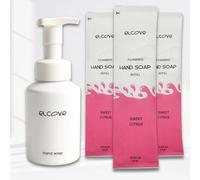 Elcove Juego de iniciación de jabón de mano de espuma, botellas de cristal reutilizables, jabón de espuma concentrada, rellenable para hombre, 3 x 12 oz (36 oz en total) de lavado a mano con espuma