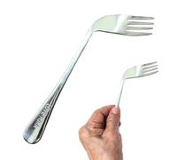 Elderly Elbow Fork Spoon - Curved Angled Self-Feeding Utensil | Ergonomic Aid with Non-Slip Wide Grip Handle | Easy Grip Cutlery for Seniors, Disabled Adults, Hand Tremors, Parkinson's,