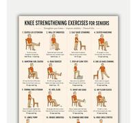 Elderly Knee Joint Strengthening Poster Gentle Leg Movements Physical Rehabilitation Exercise Chart Wall-Art Print