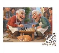 Elderly Men Playing Chess Rompecabezas De 1000 Piezas Papel Ecológico para Niños Principiantes, Ultra Difícil, Actividad Post-Clase, Mejor Calificado del Mercado 52x38cm/1000pcs