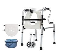 Elderly Walker Belt Belt Bath Plate + Toilet Walker Lightweight Folding Four-Legged Assistant Cane Non-Slip Walking Stick with Hospital Walking Frame VBTJWRFE