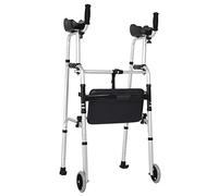 Elderly Walking Frame Standard Walkers, Folding Walker with Arm Rest Pad,5" Wheels and Fold-up Legs, Lightweight & Portable,with Storage Bag VBTJWRFE