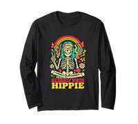 Elderly White Hippie Skeleton Rainbow Peace Sign Retro Manga Larga