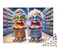 Elderly Women Shopping 100% Recycled Cardboard Grannies in Hot Tub 1000Pc Jigsaw Puzzles For Adults & Kids Fun Present 52x38cm/1000pcs