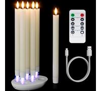 Eldnacele Velas recargables sin llama con pilas y temporizador, 6 velas LED de cera auténtica con llama parpadeante 3D para decoración de habitaciones, bodas y fiestas