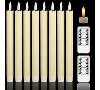 Eldnacele Velas sin llama parpadeantes con 2 controles remotos y temporizador, cera real 3D, velas de ventana funcionan con pilas, paquete de 8, decoración navideña del hogar y boda