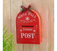 Eldo® Buzón de Navidad para lista de deseos - Buzón decorativo de Navidad para colgar - Correo de Navidad con ranura y decoración de abeto - Decoración de Adviento de metal y plástico - 27 x 16,6 x 6