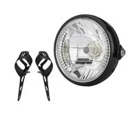 ELDVSUA Faros Auxiliares De Moto Faro Halógeno Redondo Universal Para Motocicleta 7 Pulgadas 12V 35W H4 Con Soporte De Montaje Lámpara LED Señal Giro 9 Cables(1Pcs Lamp 35-48mm)