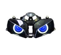 ELDVSUA Faros Auxiliares De Moto Faro LED De Ojo De Ángel Personalizado Para Motocicleta Proyector HID Conjunto Faros Led Luz Frontal Moto Para CBR600RR 2003-2006(White Blue)