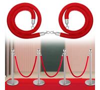 Ele - Cuerda de terciopelo rojo de 6 pies 8 pies para eventos VIP Ber con cierres D y plateados, divisor de control de multitudes para alfombra roja, gala, boda y fiestas