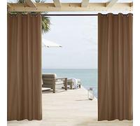 ele ELEOPTION Cortina de Exterior Impermeable, Opaca, Resistente al Viento, Protección UV, para Balcón, Jardín o Patio (137 x 213cm, Café)