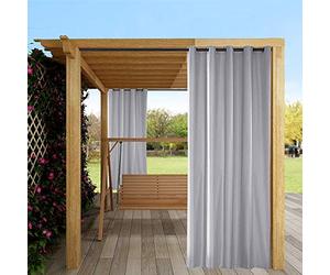 ele ELEOPTION Cortina de Exterior Impermeable, Opaca, Resistente al Viento, Protección UV, para Balcón, Jardín o Patio (137 x 244cm, Gris Claro)
