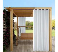 ele ELEOPTION Cortina de Exterior Impermeable, Opaca, Resistente al Viento, protección UV, protección Solar, para balcón, jardín, Patio (Blanco, 2 unidades/137 x 213 cm)