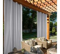 ele ELEOPTION Cortina Impermeable para Exteriores, Cortina Opaca, Resistente al Viento, protección UV, protección Solar, Cortina para balcón, jardín, Patio (Gris, 2 unidades/137 x 213 cm)
