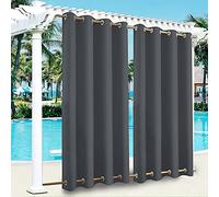 ele ELEOPTION Cortinas de Exterior Impermeables, Resistentes Viento, con Ojales Superior e Inferior, Cortina Opaca con Protección UV, para Balcón, Jardín, Patio, 2 Pieza/132 x 275 cm, Gris Oscuro