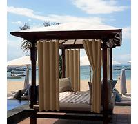 ele ELEOPTION Cortinas de Exterior, Resistentes al Agua, Protección UV, Cortina Exterior con Ojales, Cortina Opaca para Jardín, Patio, Balcón, Marrón, 1 Trozo / 132 X 213cm