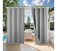 ele ELEOPTION Cortinas de Exterior, Resistentes al Agua, Protección UV, Cortina Exterior con Ojales, Cortina Opaca para Jardín, Patio, Balcón, Gris Claro 3D Textured, 1 Trozo / 132 X 213cm