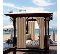 ele ELEOPTION Cortinas de Exterior, Resistentes al Agua, Protección UV, Cortina Exterior con Ojales, Cortina Opaca para Jardín, Patio, Balcón, Beige 1, 4 Piezas / 132 X 240cm
