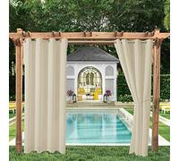 ele ELEOPTION Cortinas de Exterior, Resistentes al Agua, Protección UV, Cortina Exterior con Ojales, Cortina Opaca para Jardín, Patio, Balcón, Beige, 4 Piezas / 132 X 213cm