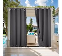 ele ELEOPTION Cortinas de Exterior, Resistentes al Agua, Protección UV, Cortina Exterior con Ojales, Cortina Opaca para Jardín, Patio, Balcón, Gris Oscuro 3D Textured, 1 Trozo / 132 X 213cm