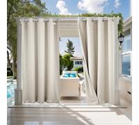 ele ELEOPTION Cortinas de Exterior, Resistentes al Agua, Protección UV, Cortina Exterior con Ojales, Cortina Opaca para Jardín, Patio, Balcón, Beige 3D Textured, 2 Piezas / 132 X 240cm