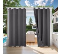 ele ELEOPTION Cortinas de Exterior, Resistentes al Agua, Protección UV, Cortina Exterior con Ojales, Cortina Opaca para Jardín, Patio, Balcón, Gris Oscuro 3D Textured, 1 Trozo / 132 X 275cm