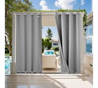 ele ELEOPTION Cortinas de Exterior, Resistentes al Agua, Protección UV, Cortina Exterior con Ojales, Cortina Opaca para Jardín, Patio, Balcón, Gris Claro 3D Textured, 2 Piezas / 132 X 213cm