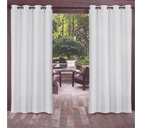 ele ELEOPTION Cortinas de Exterior, Resistentes al Agua, Protección UV, Cortina Exterior con Ojales, Cortina Opaca para Jardín, Patio, Balcón, Blanco, 2 Piezas / 132 X 240cm