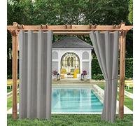 ele ELEOPTION Cortinas de Exterior, Resistentes al Agua, Protección UV, Cortina Exterior con Ojales, Cortina Opaca para Jardín, Patio, Balcón, Gris Claro, 4 Piezas / 132 X 240cm