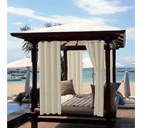 ele ELEOPTION Cortinas de Exterior, Resistentes al Agua, Protección UV, Cortina Exterior con Ojales, Cortina Opaca para Jardín, Patio, Balcón, Beige, 2 Piezas / 132 X 275cm
