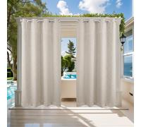 ele ELEOPTION Cortinas de Exterior, Resistentes al Agua, Protección UV, Cortina Exterior con Ojales, Cortina Opaca para Jardín, Patio, Balcón, Beige 3D Textured, 2 Piezas / 132 X 275cm